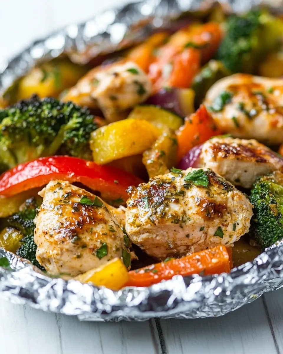 Easy Baked Italian Chicken and Veggie Foil Packets