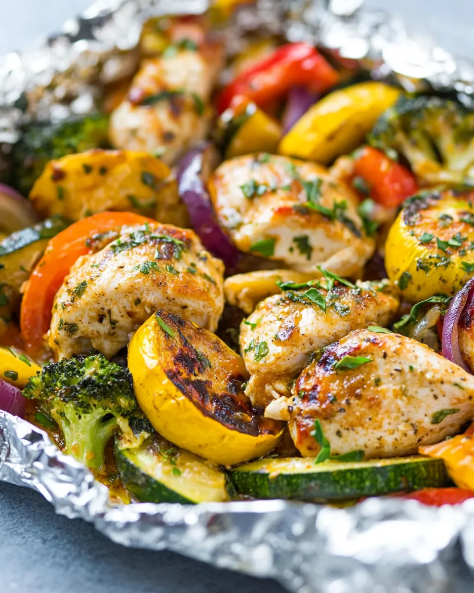 Easy Baked Italian Chicken and Veggie Foil Packets