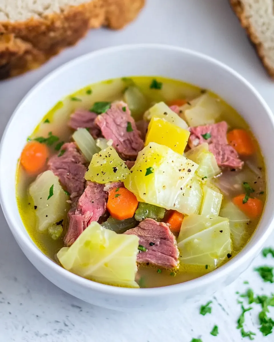 Easy Corned Beef and Cabbage Soup