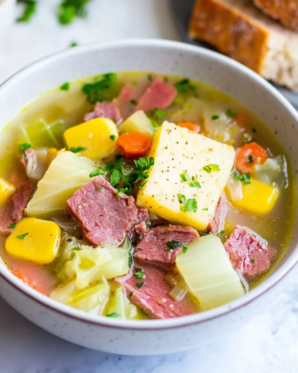 Easy Corned Beef and Cabbage Soup