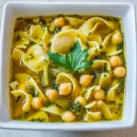 Egg Noodles Chickpea Soup