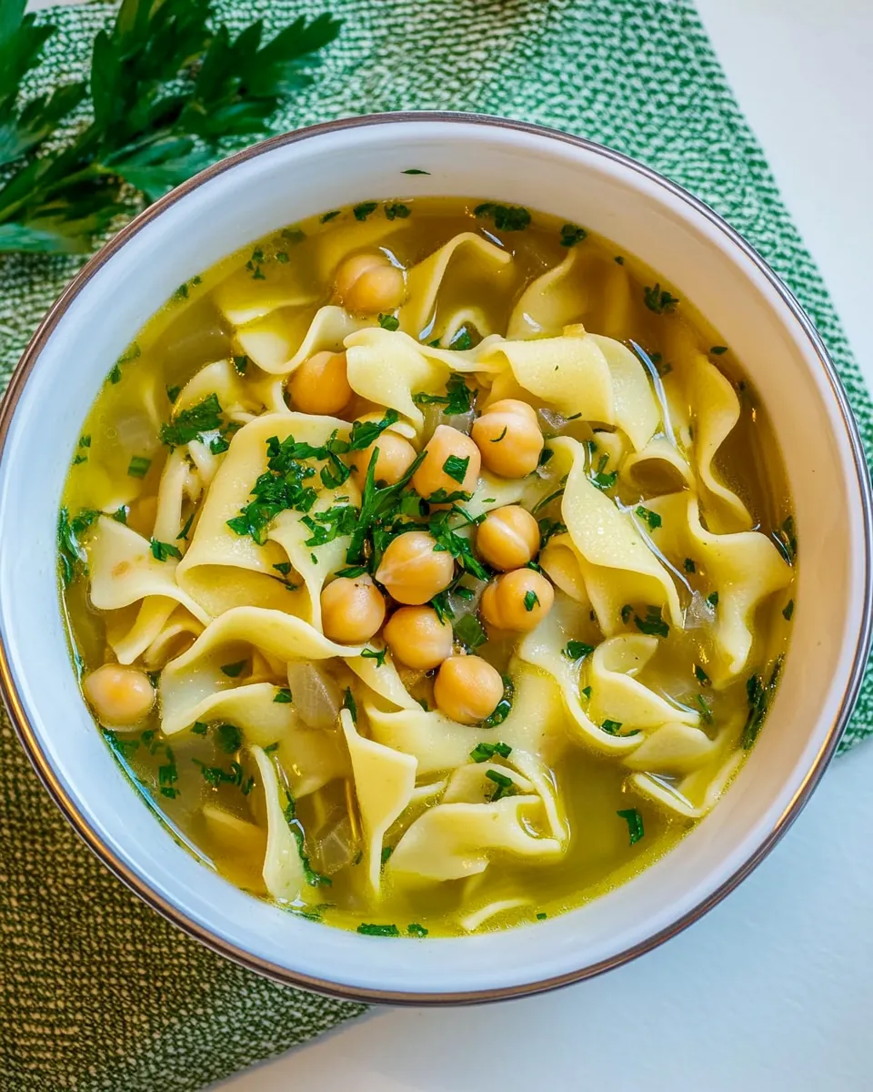 Egg Noodles Chickpea Soup