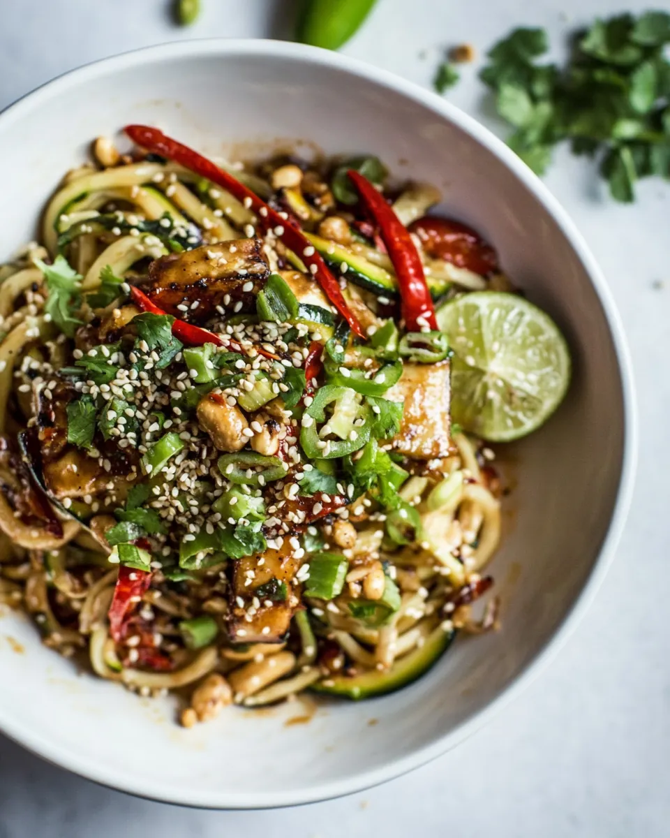 Firey Szechuan Peanut Chili Zucchini Noodles