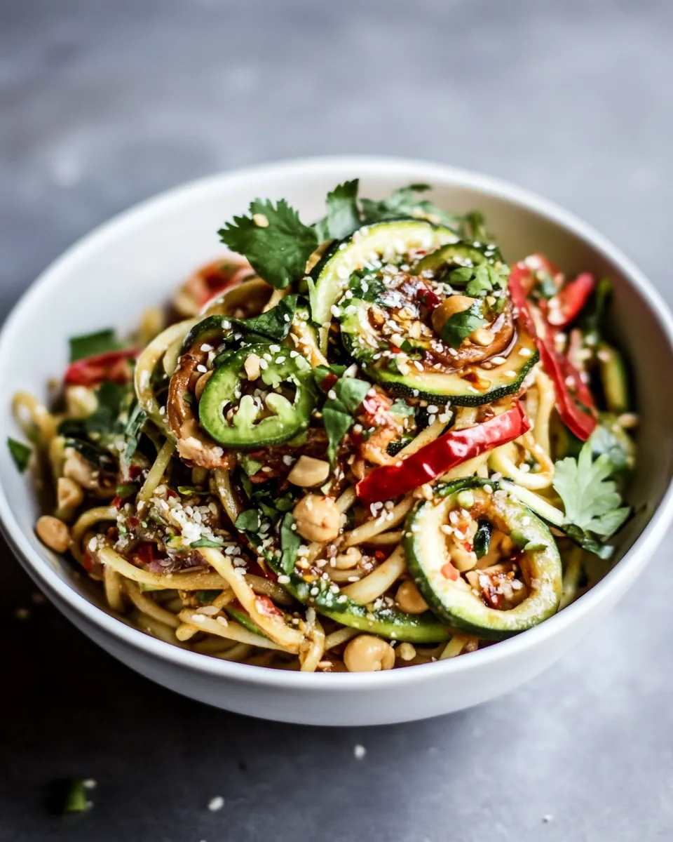 Firey Szechuan Peanut Chili Zucchini Noodles