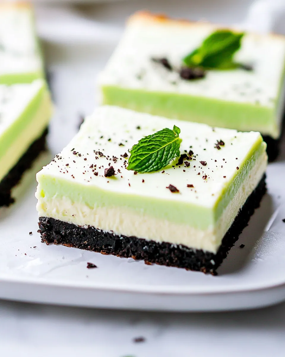 Oreo Mint Cheesecake Bars