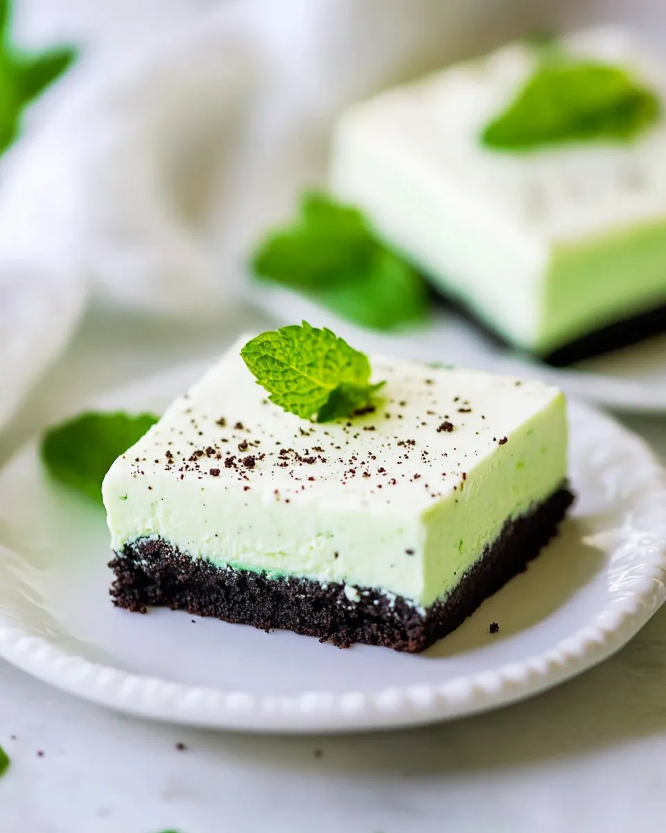 Oreo Mint Cheesecake Bars