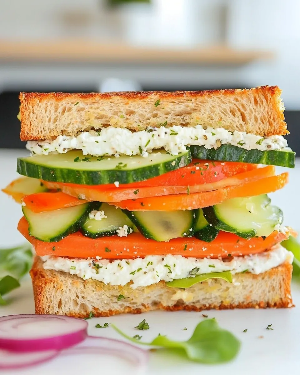 Garden Vegetable Sandwich with Herbed Goat Cheese