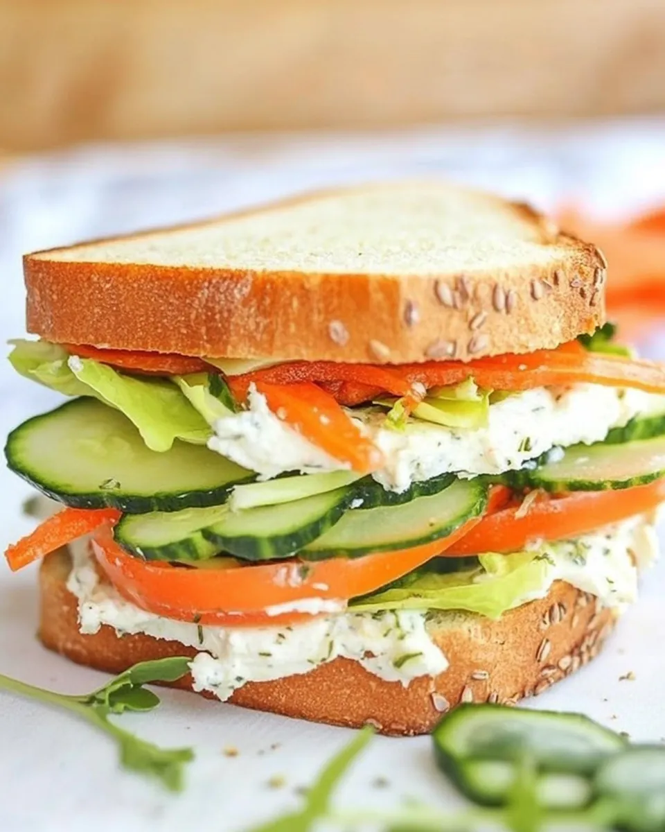 Garden Vegetable Sandwich with Herbed Goat Cheese