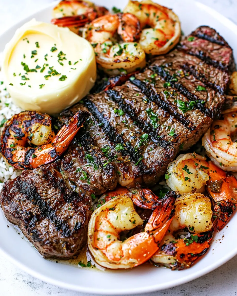 Garlic Butter Grilled Steak Shrimp