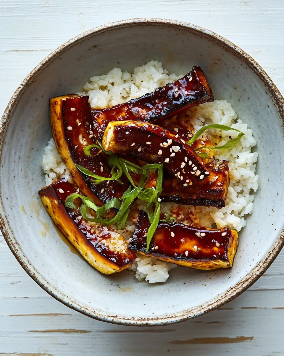 Gochujang Delicata Squash with Rice Tofu