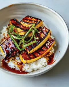 Gochujang Delicata Squash with Rice Tofu