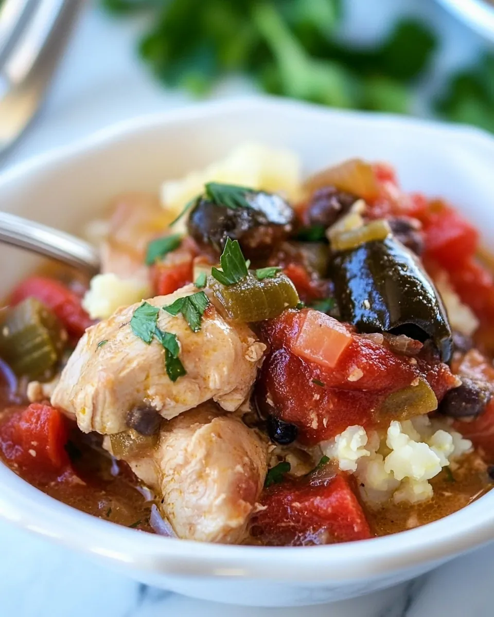 Greek Chicken Stew with Cauliflower Rice