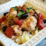 Greek Chicken Stew with Cauliflower Rice