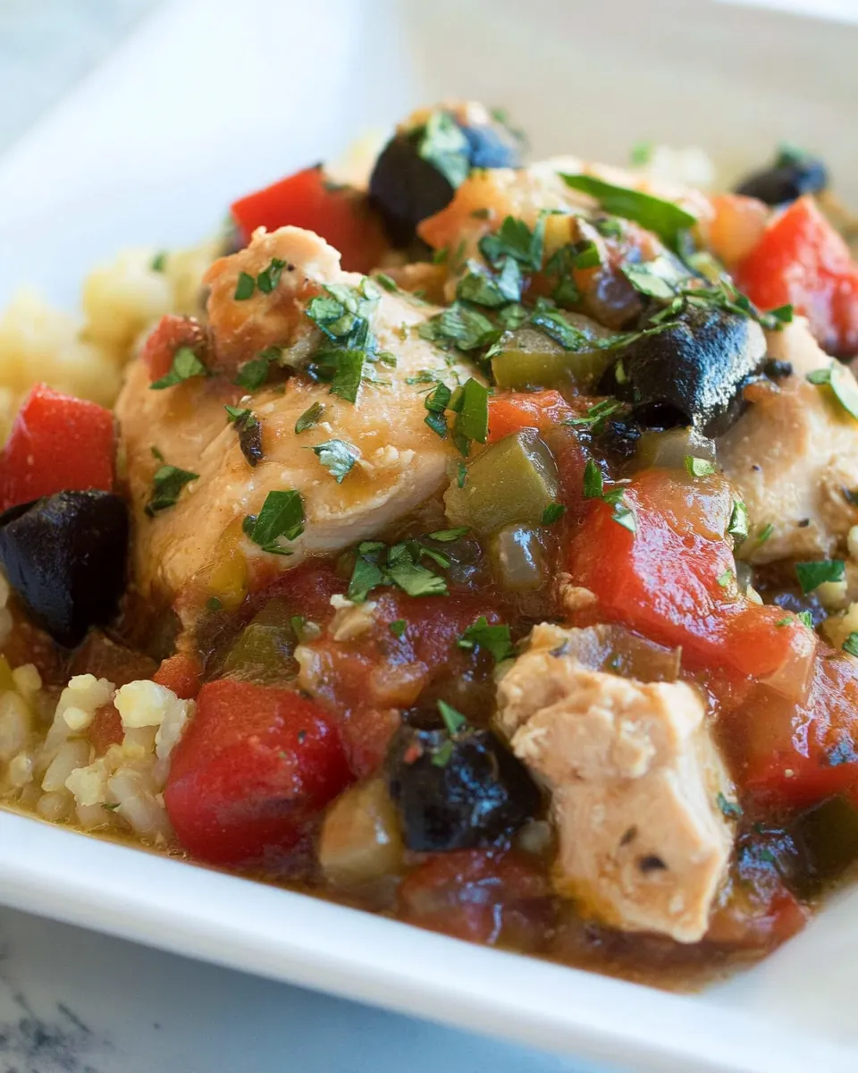 Greek Chicken Stew with Cauliflower Rice