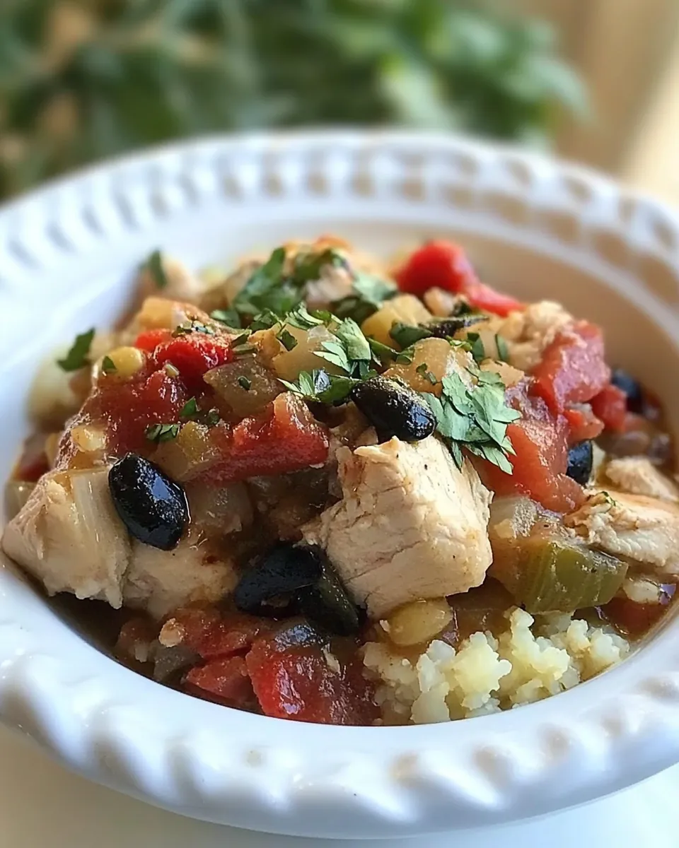 Greek Chicken Stew with Cauliflower Rice