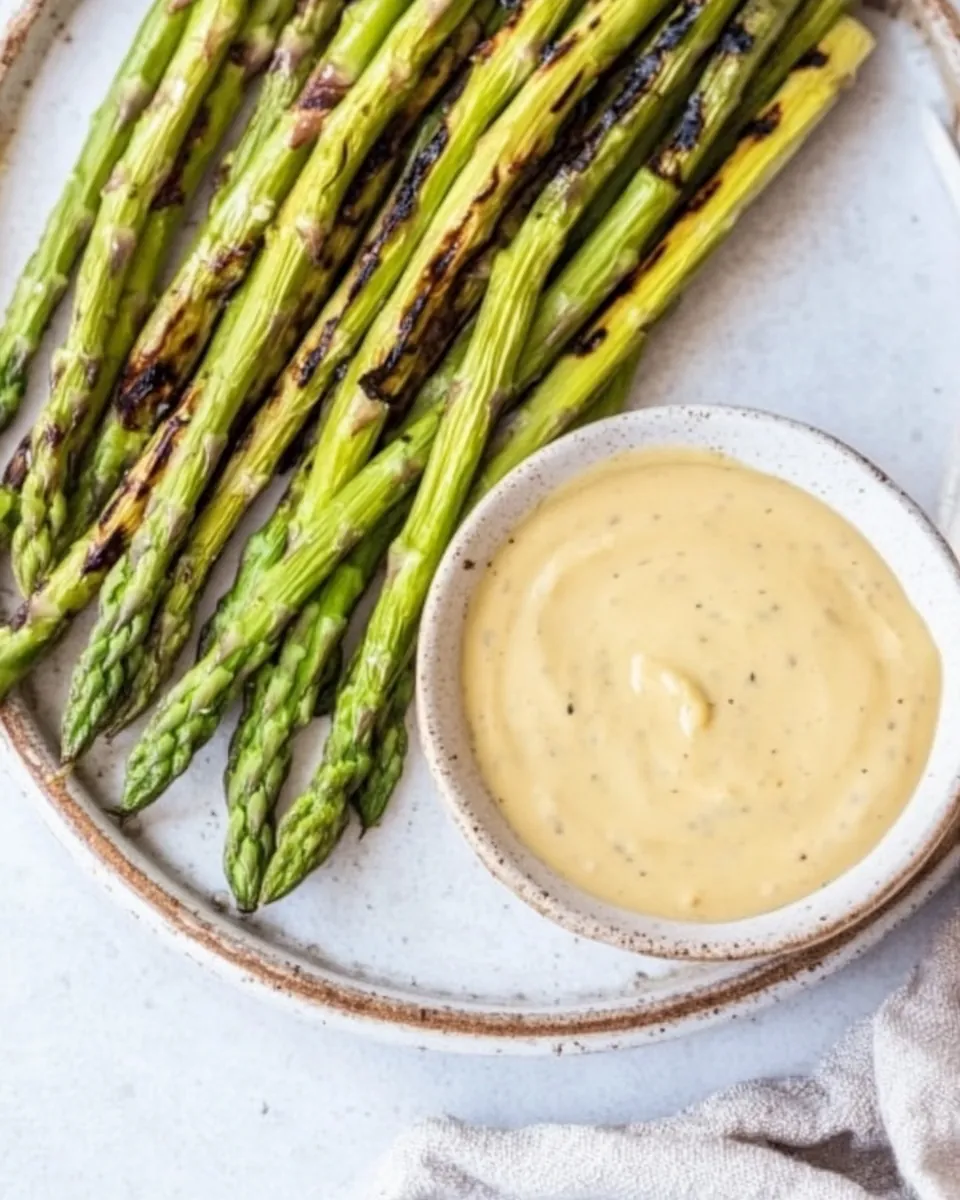 Grilled Asparagus with Wasabi Soy Dipping Sauce