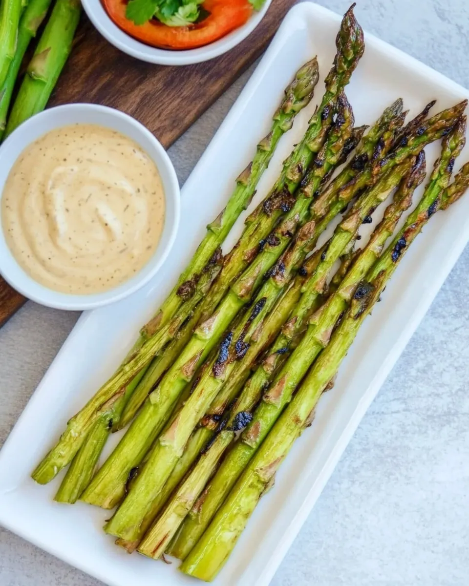 Grilled Asparagus with Wasabi Soy Dipping Sauce