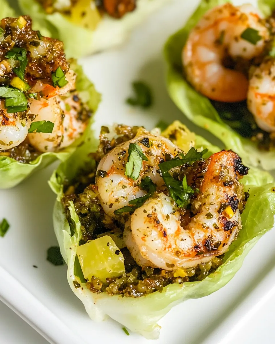 Grilled Cilantro Lime Shrimp Lettuce Cups