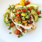 Grilled Halibut with Tomato Avocado Salsa