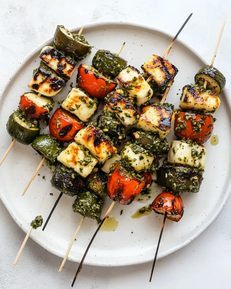 Grilled Vegetable and Halloumi Skewers