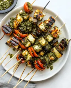 Grilled Vegetable and Halloumi Skewers