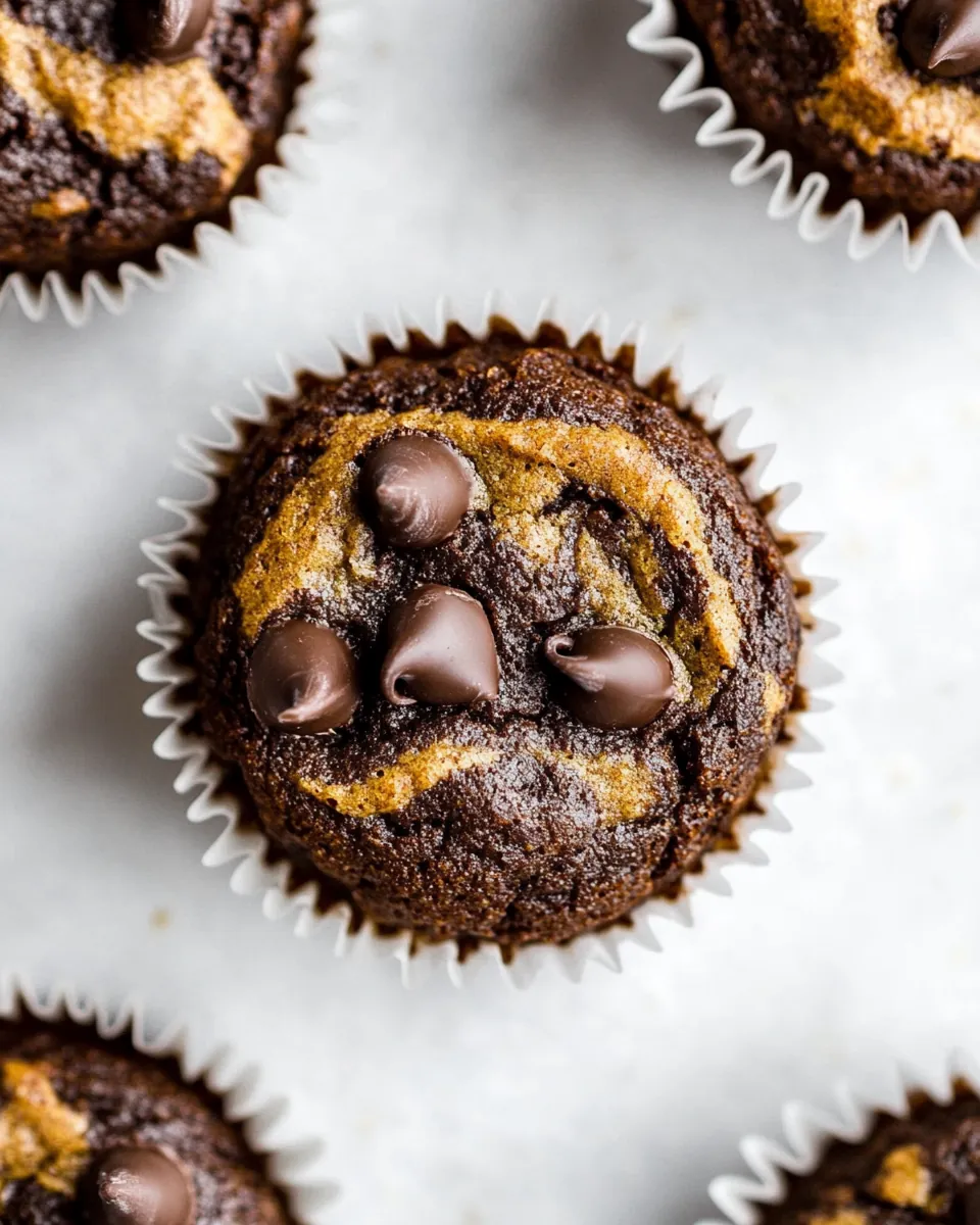Healthy Marbled Chocolate Pumpkin Muffins