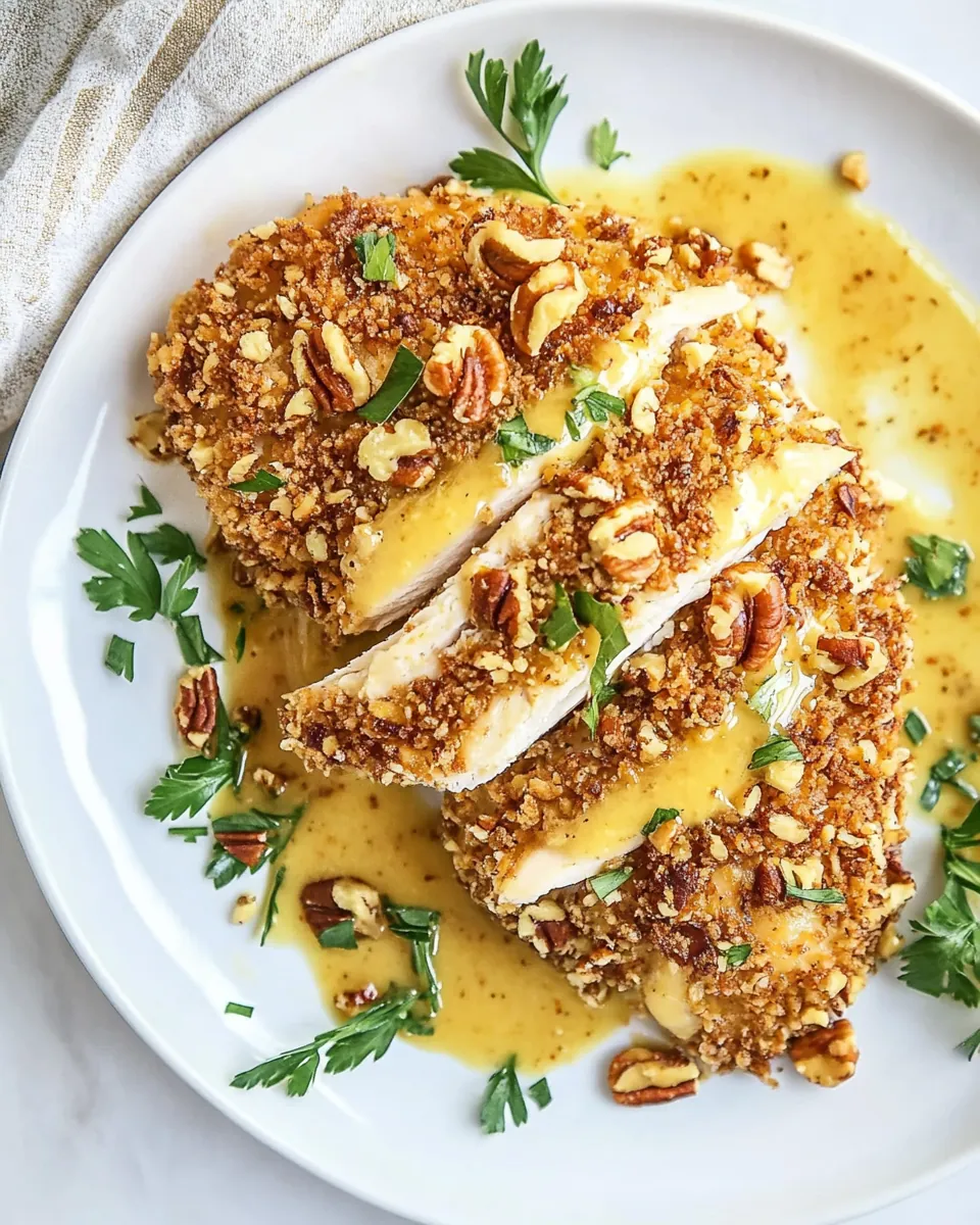 Honey Mustard Pecan Crusted Chicken