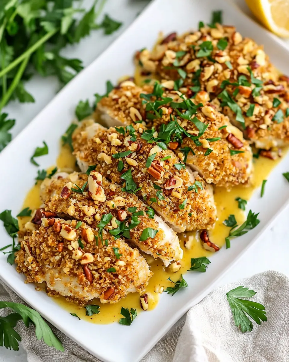 Honey Mustard Pecan Crusted Chicken