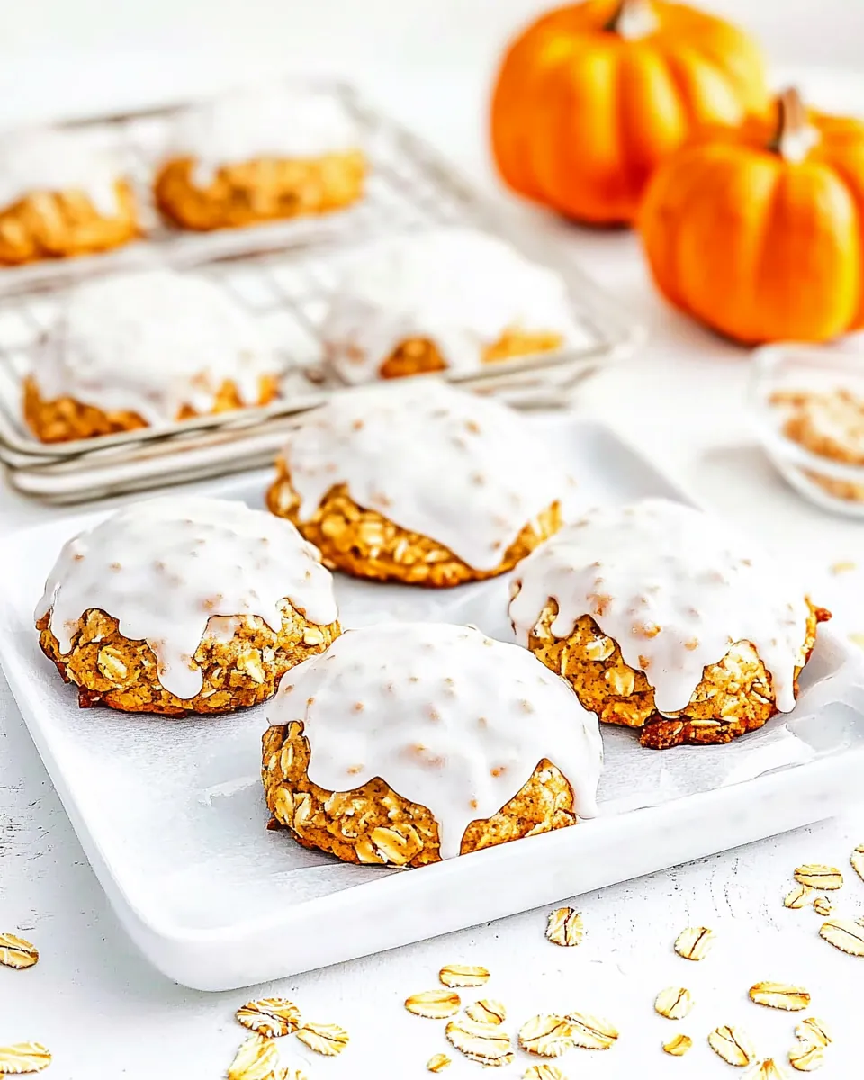 Iced Pumpkin Oatmeal Cookies