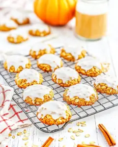 Iced Pumpkin Oatmeal Cookies