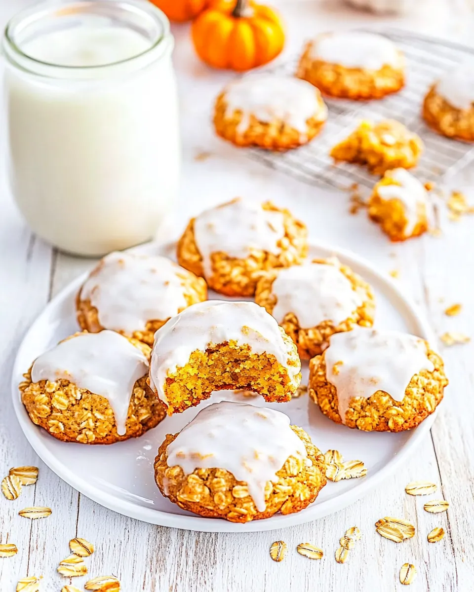 Iced Pumpkin Oatmeal Cookies
