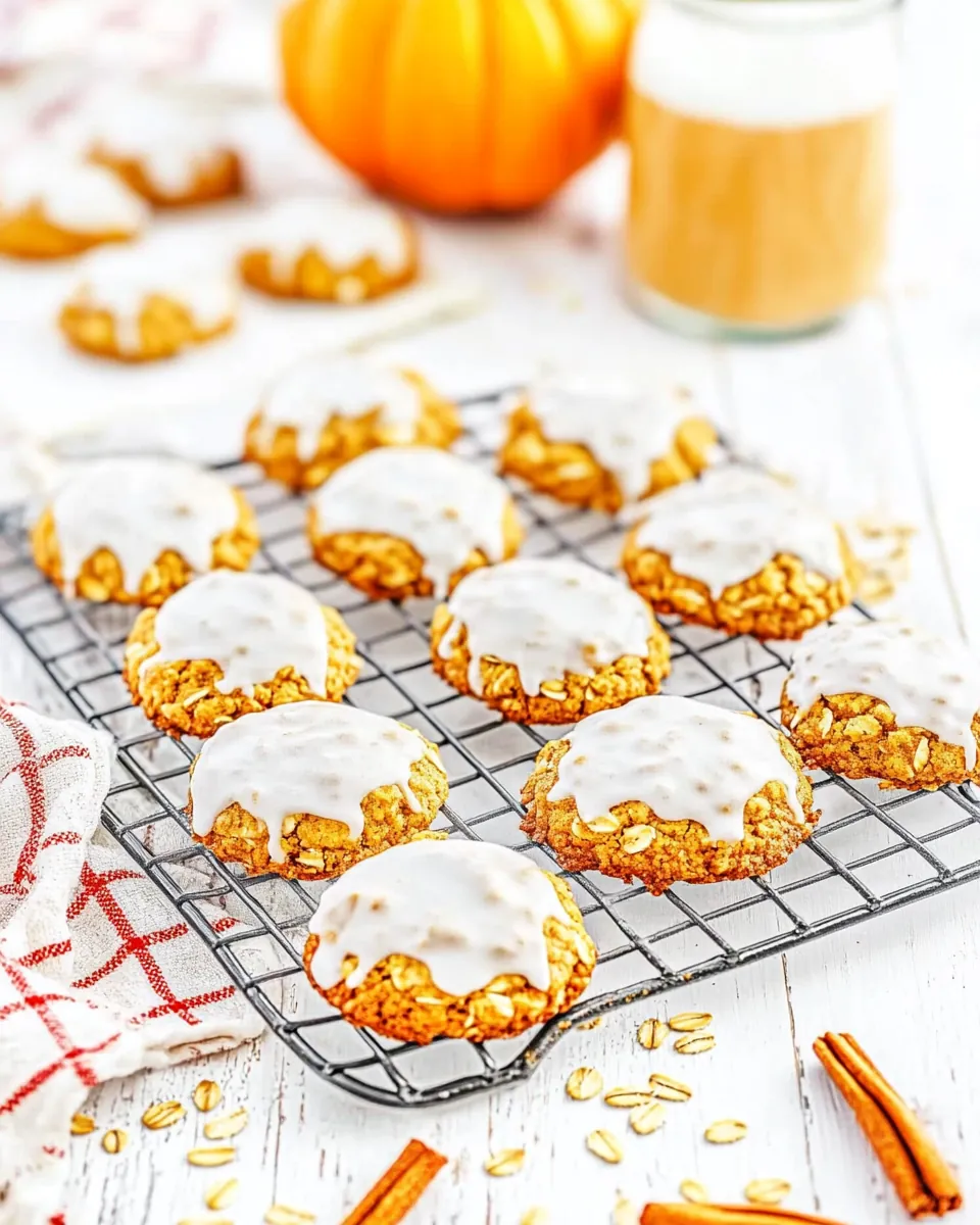 Iced Pumpkin Oatmeal Cookies