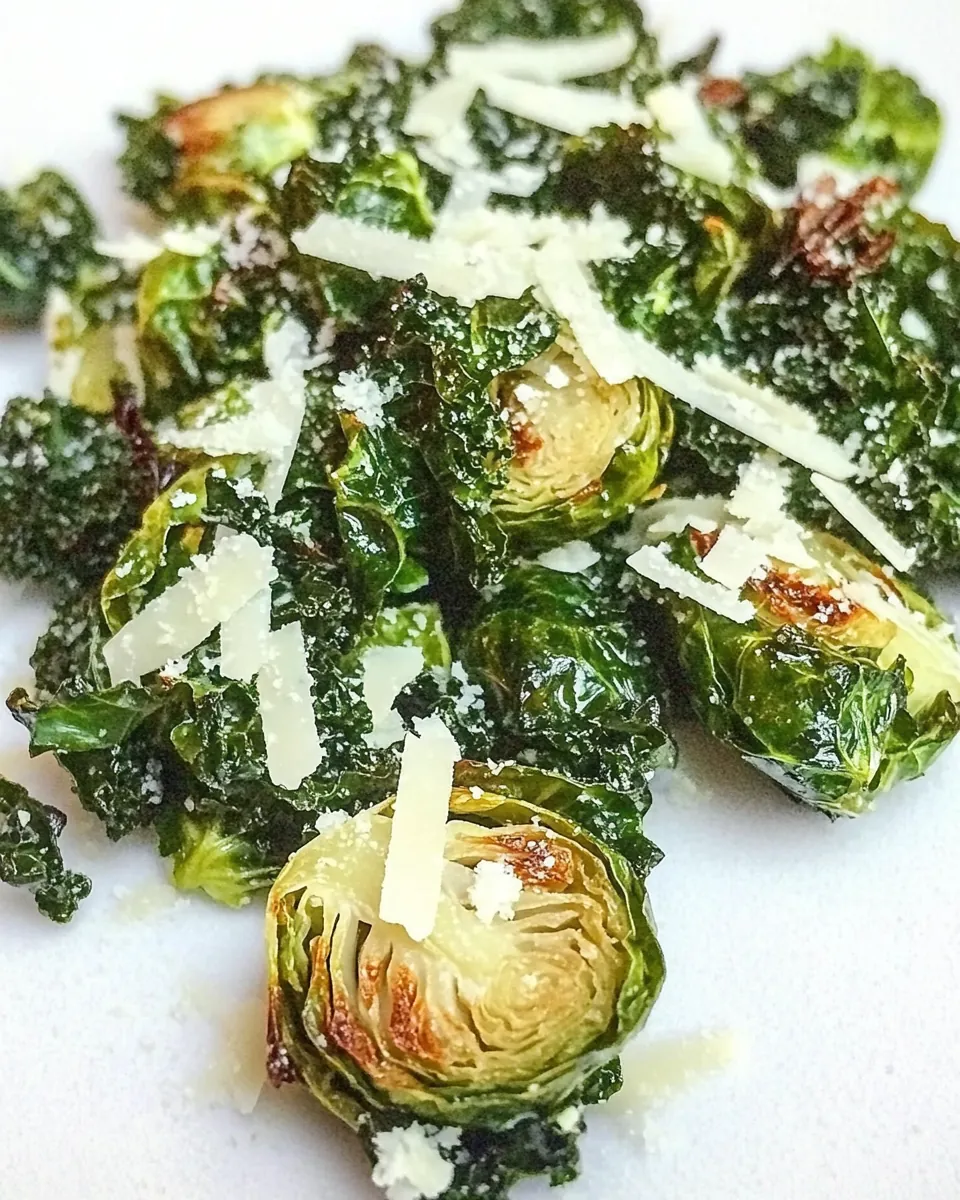 Kale Sprouts with Roasted Garlic and Parmesan