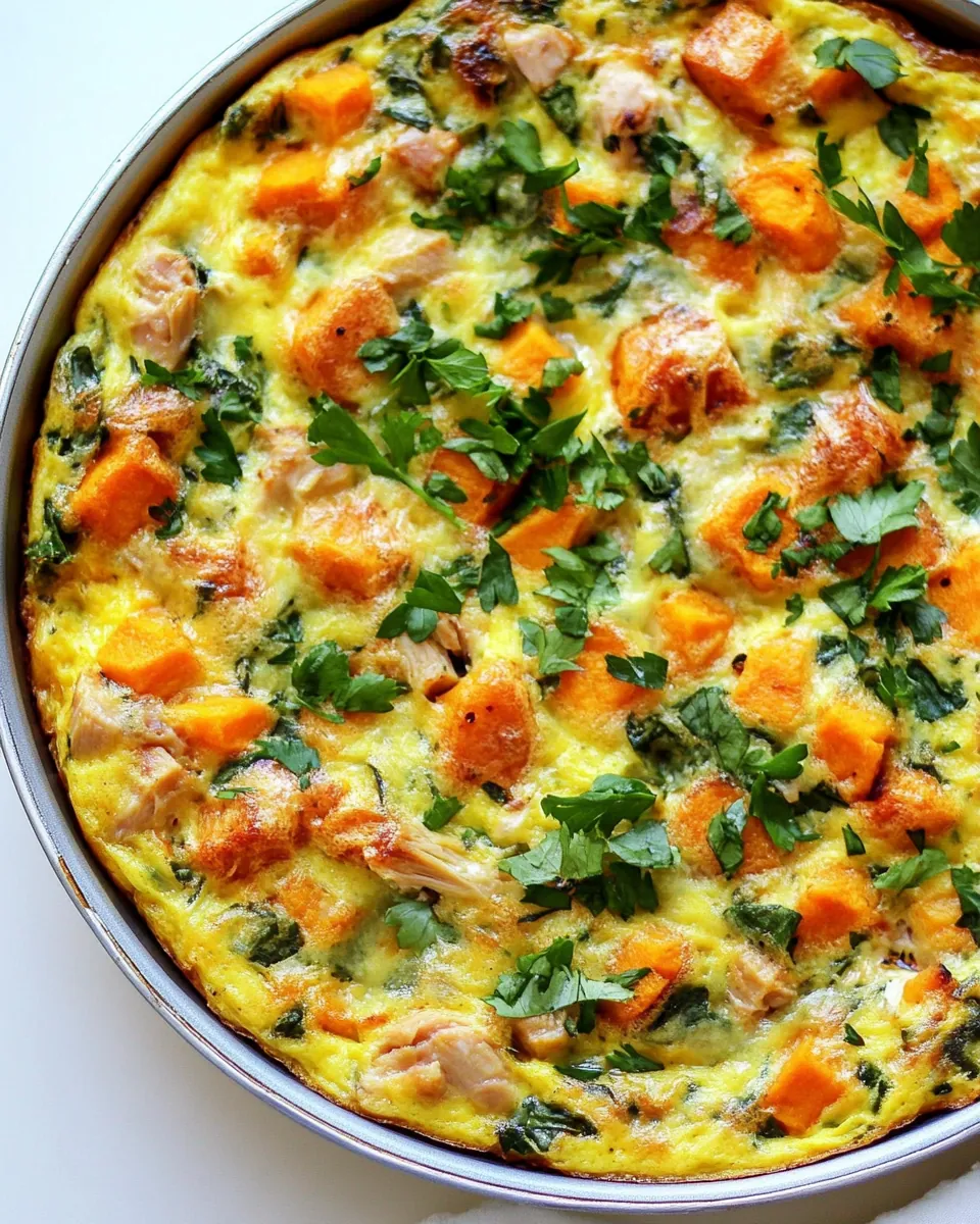 Leftover Turkey and Sweet Potato Frittata