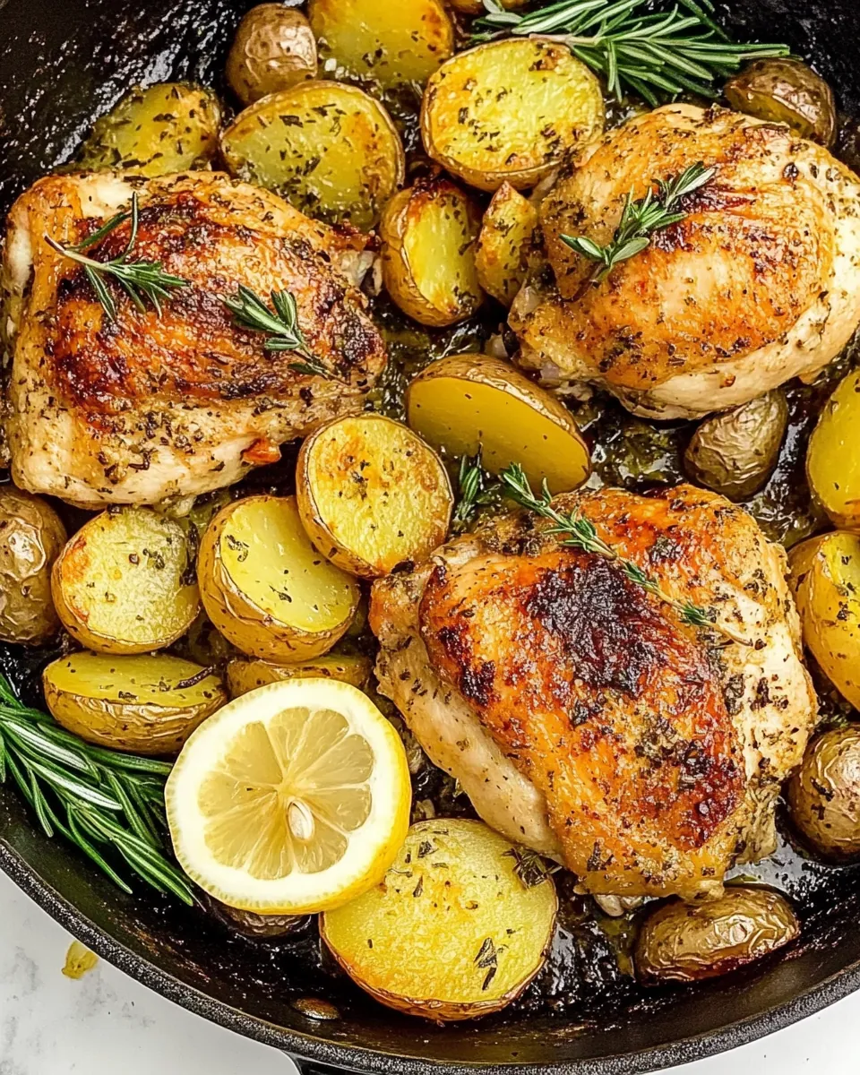 Lemon Herb Chicken and Potatoes Skillet