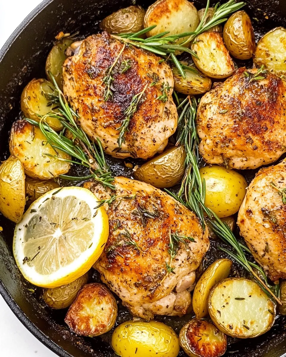 Lemon Herb Chicken and Potatoes Skillet
