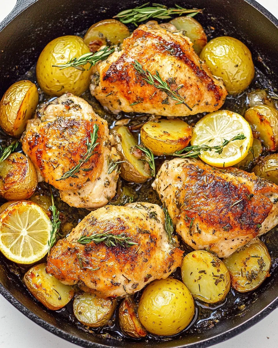 Lemon Herb Chicken and Potatoes Skillet