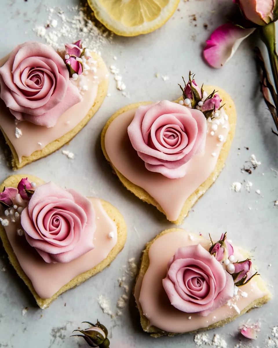 Lemon Rose Shortbread Cookies