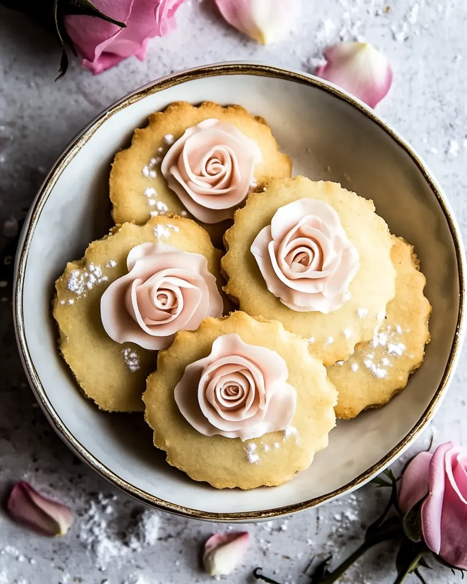 Lemon Rose Shortbread Cookies