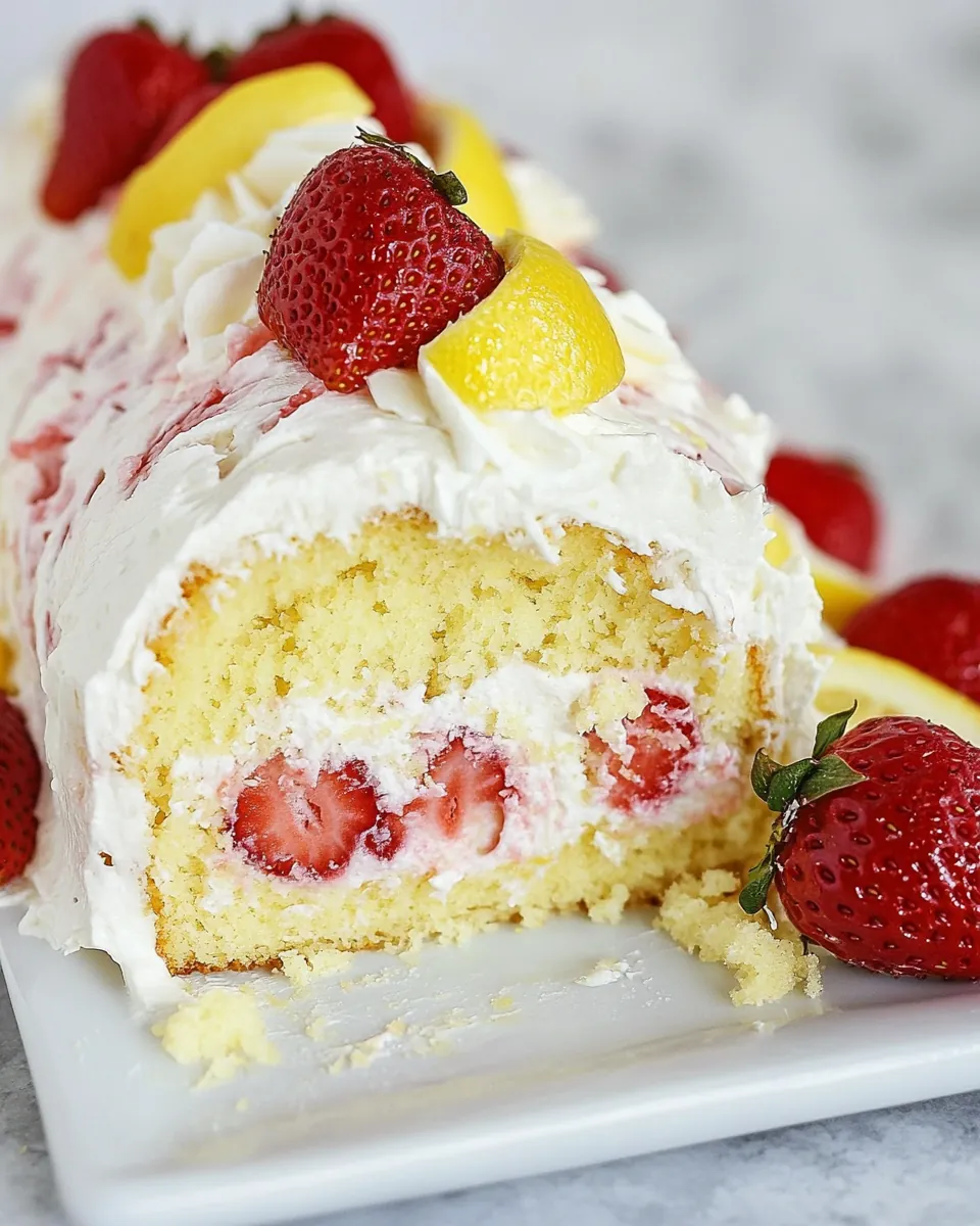 Lemon Strawberry Shortcake Cake Roll