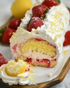 Lemon Strawberry Shortcake Cake Roll