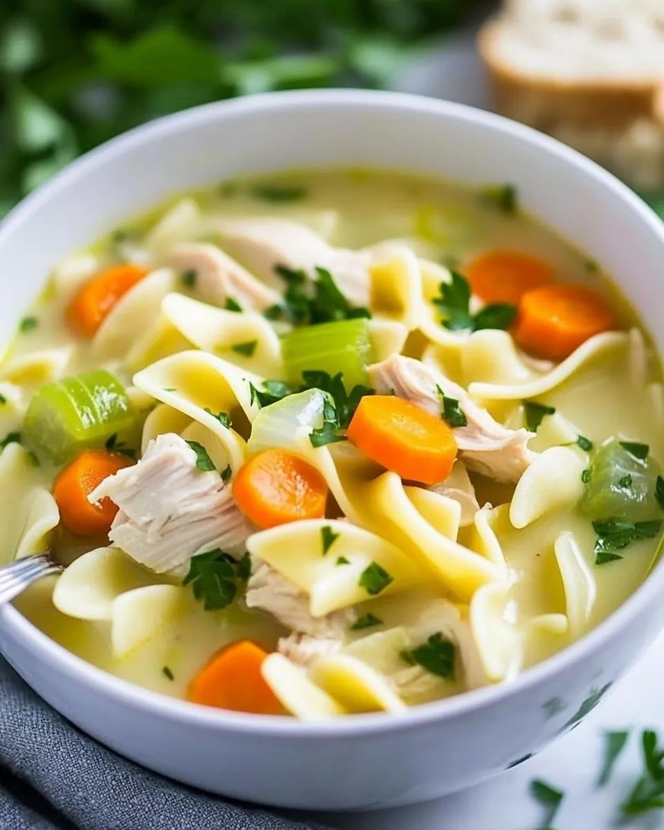 Lightened Up Creamy Chicken Noodle Soup