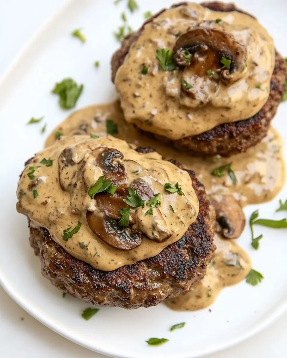 Low Carb Burgers with Creamy Mushroom Sauce