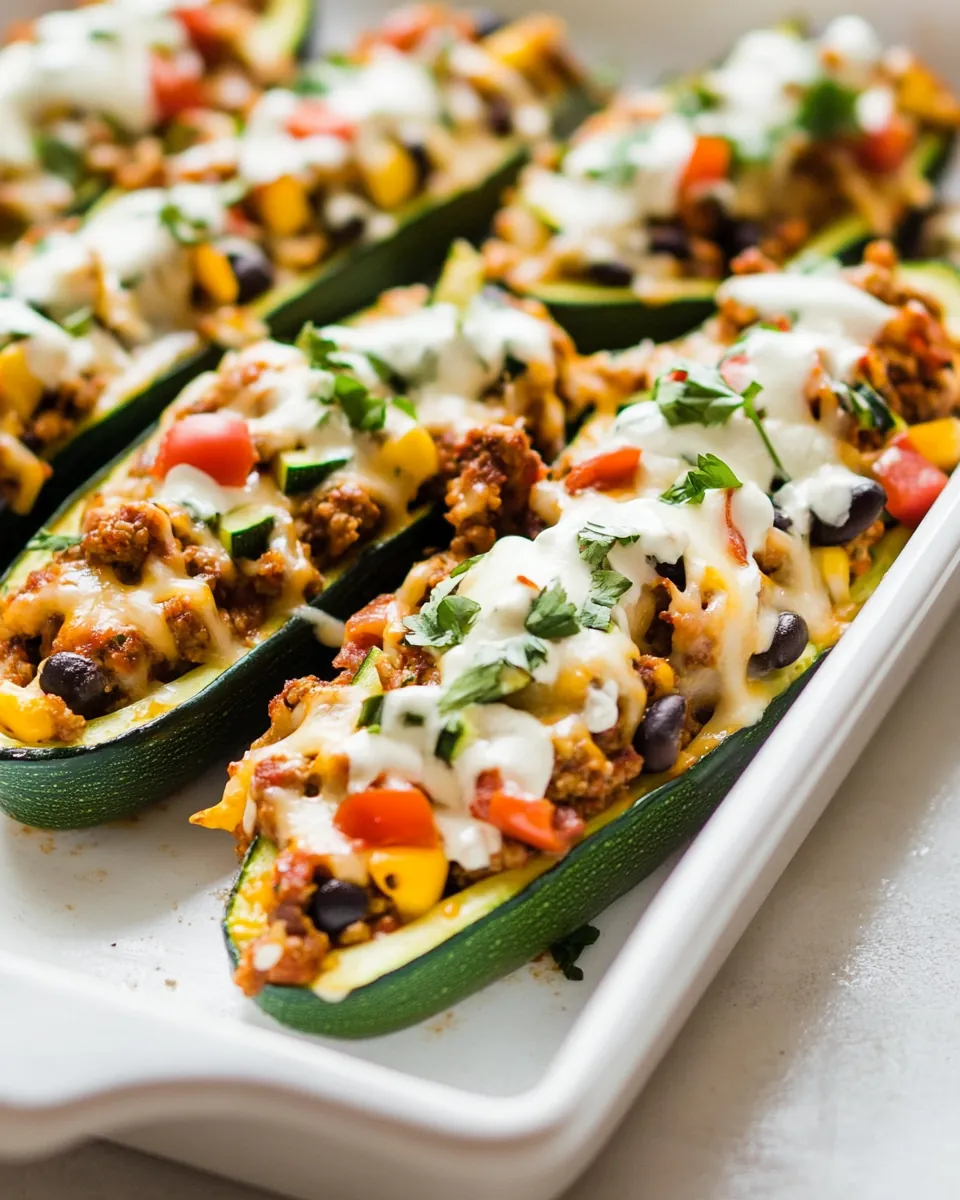 Meatless Zucchini Burrito Boats