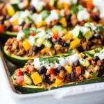Meatless Zucchini Burrito Boats