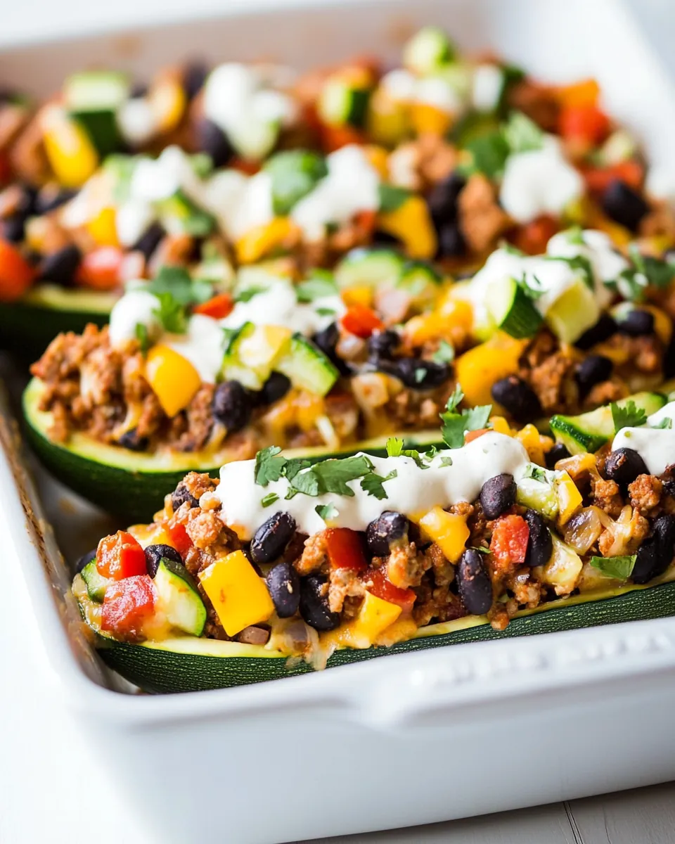 Meatless Zucchini Burrito Boats