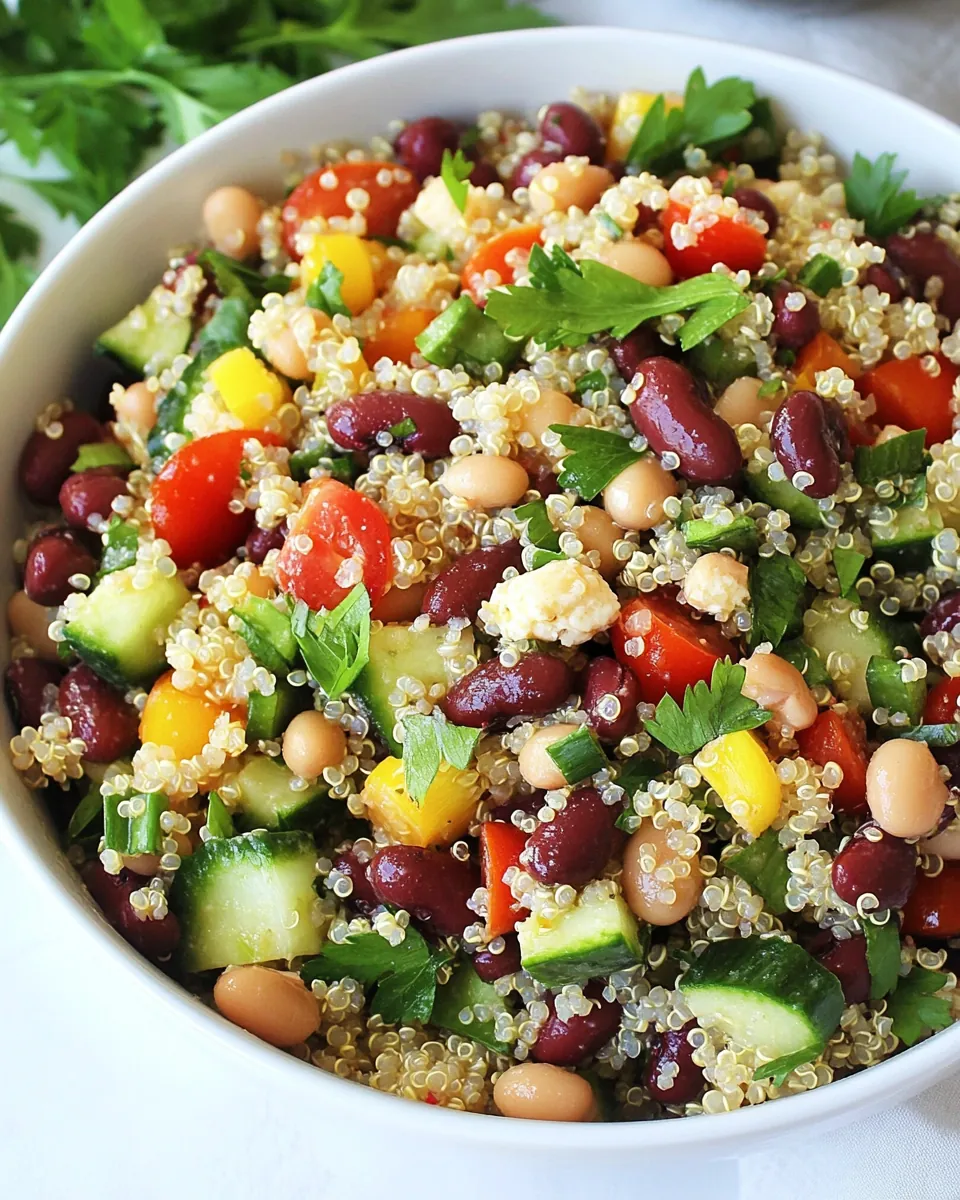 Mediterranean Three Bean Quinoa Salad