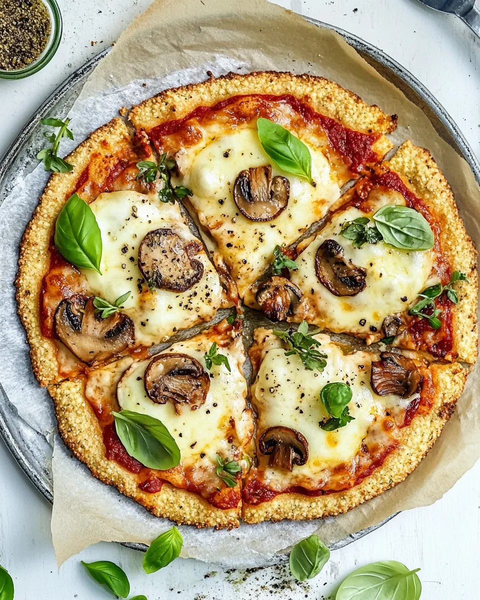 Mozzarella Mushroom Cauliflower Crust Pizza
