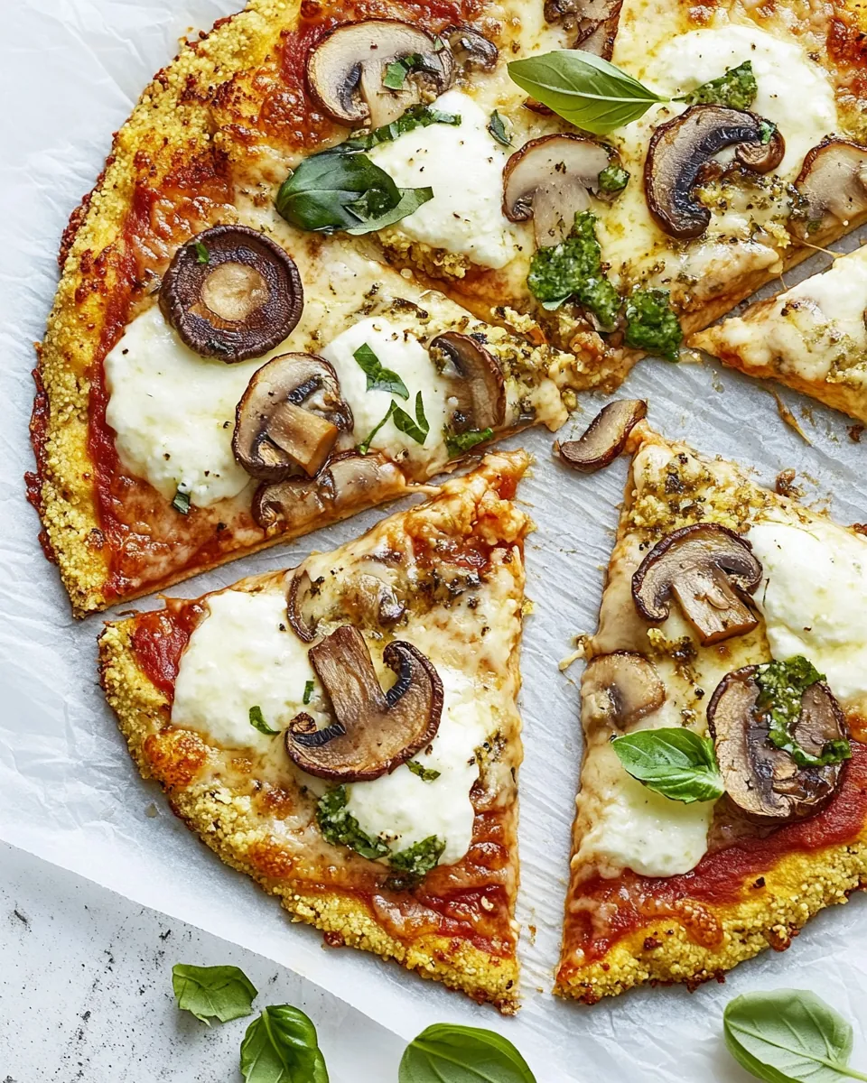 Mozzarella Mushroom Cauliflower Crust Pizza