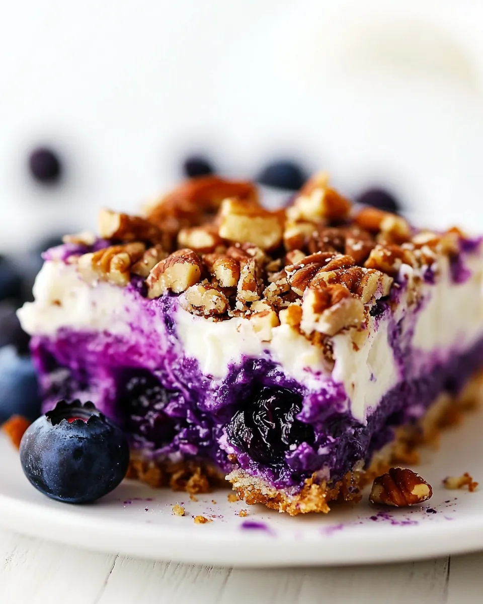 No Bake Creamy Blueberry Pecan Squares